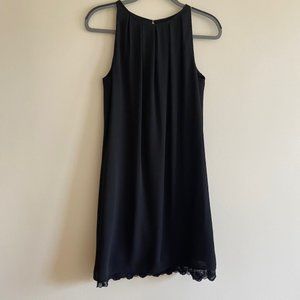 Black Baby Doll Shift Dress with Lace Trim